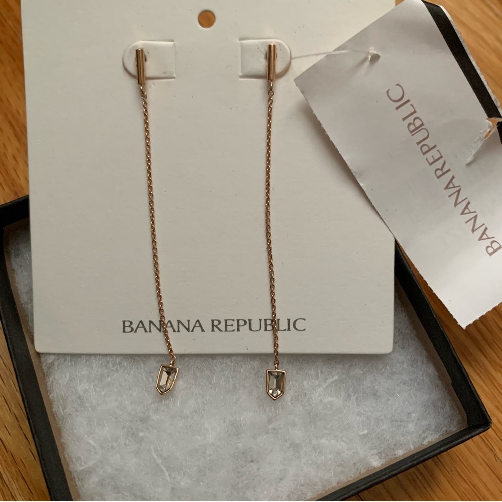 Banana Republic clear pendant gold (color) chain drop earrings